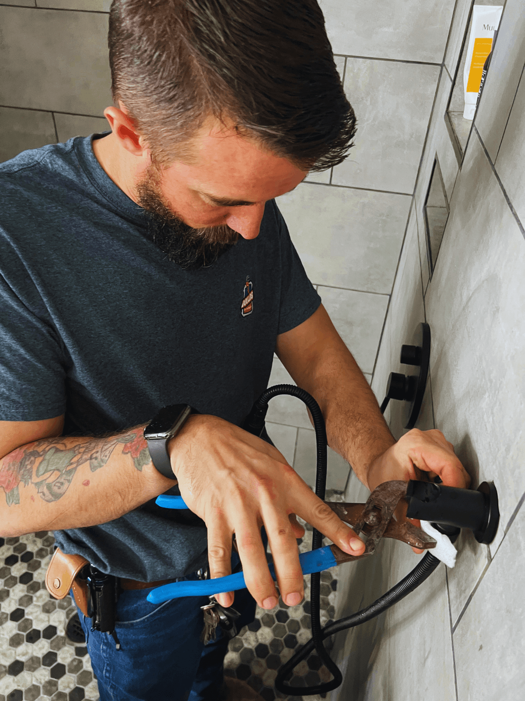 Josh working on a plumbing job in the Magic Valley